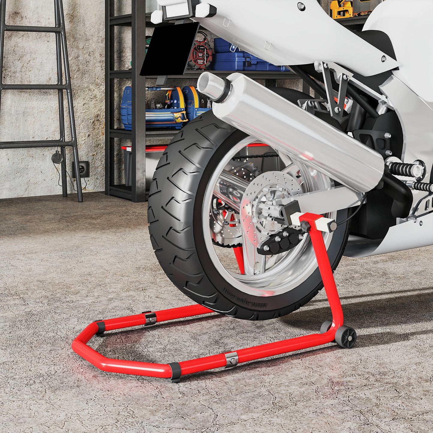 Motorcycle Stand, 390 kg Front/Rear Paddock Stand, Red