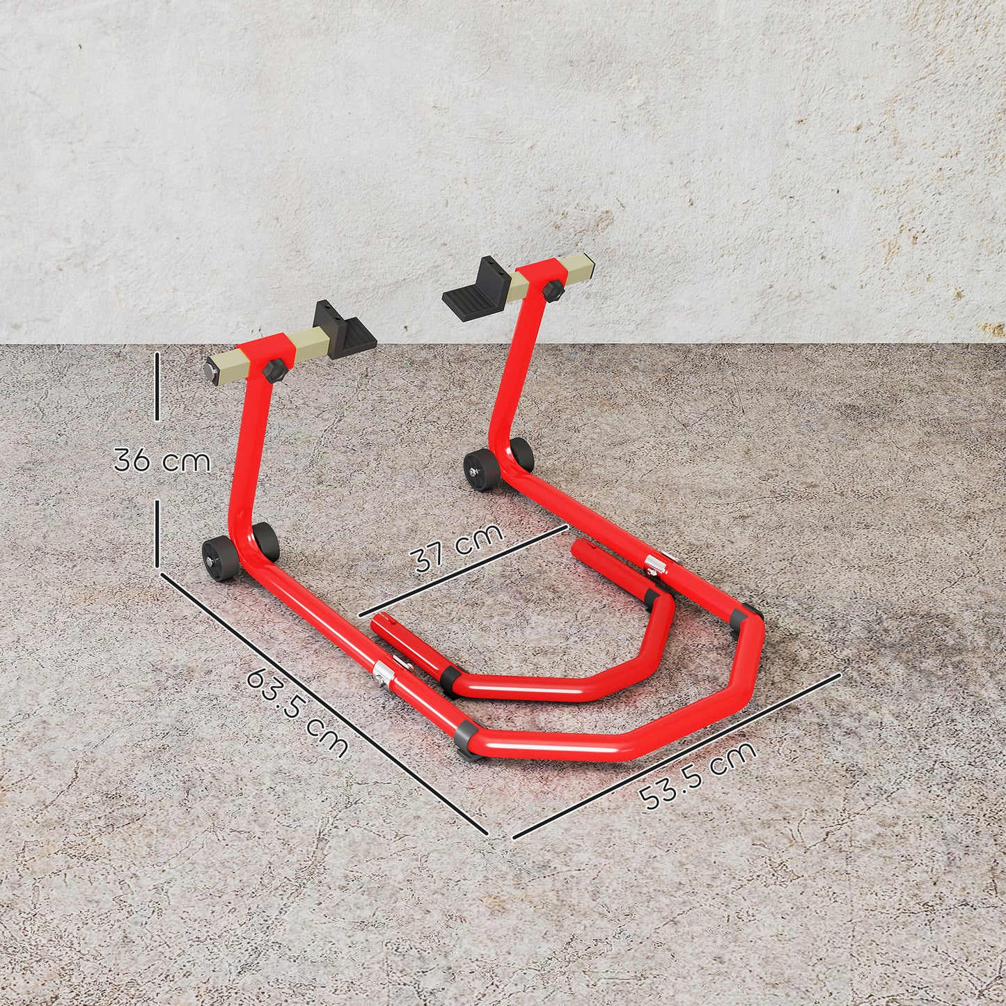 Motorcycle Stand, 390 kg Front/Rear Paddock Stand, Red