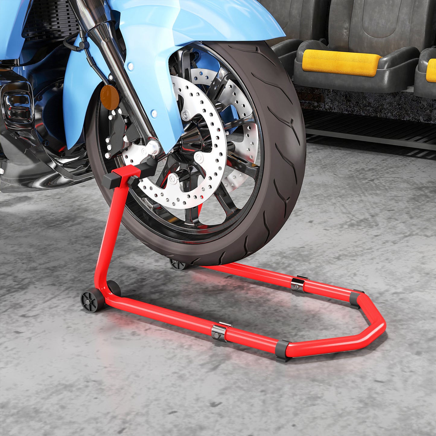 Motorcycle Stand, 390 kg Front/Rear Paddock Stand, Red