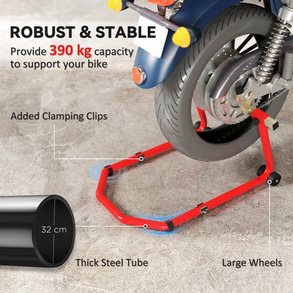 Motorcycle Stand, 390 kg Front/Rear Paddock Stand, Red