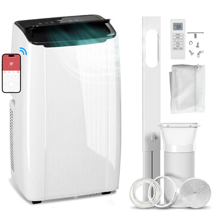 12000 BTU AC Unit, Portable Air Conditioner with WiFi Control, White