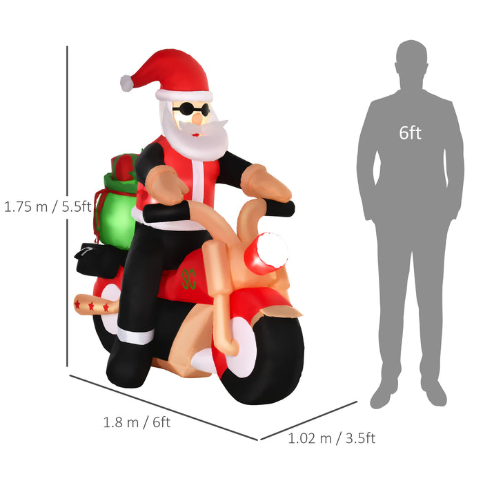 5.5ft Christmas Inflatable Santa Claus Riding a Motorcycle Blow Up Decoration Xmas D√É¬©cor for Garden