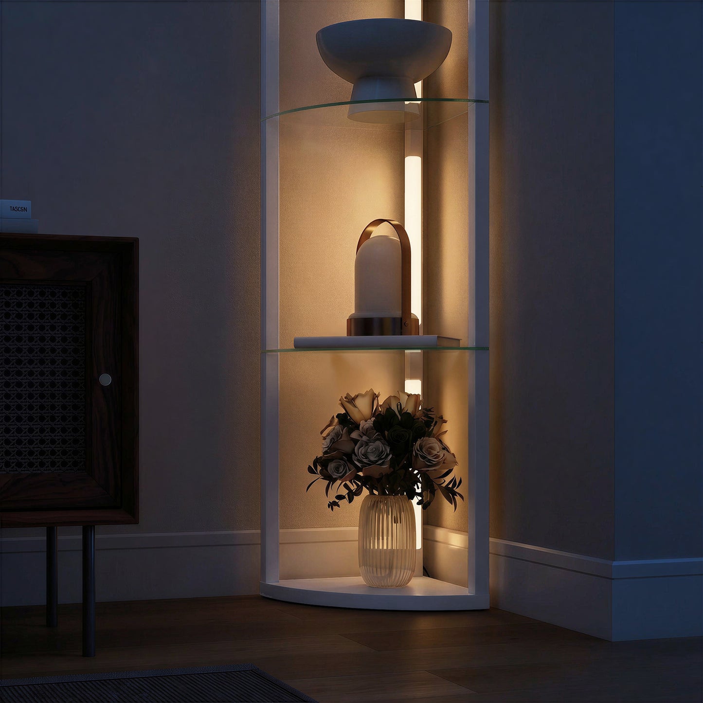 LED Floor Lamp with Shelves, Dimmable Standing Lamp with Foot Switch