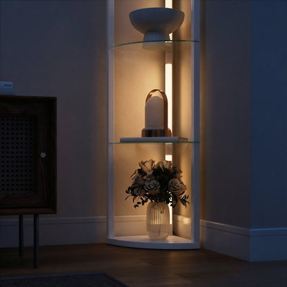 LED Floor Lamp with Shelves, Dimmable Standing Lamp with Foot Switch