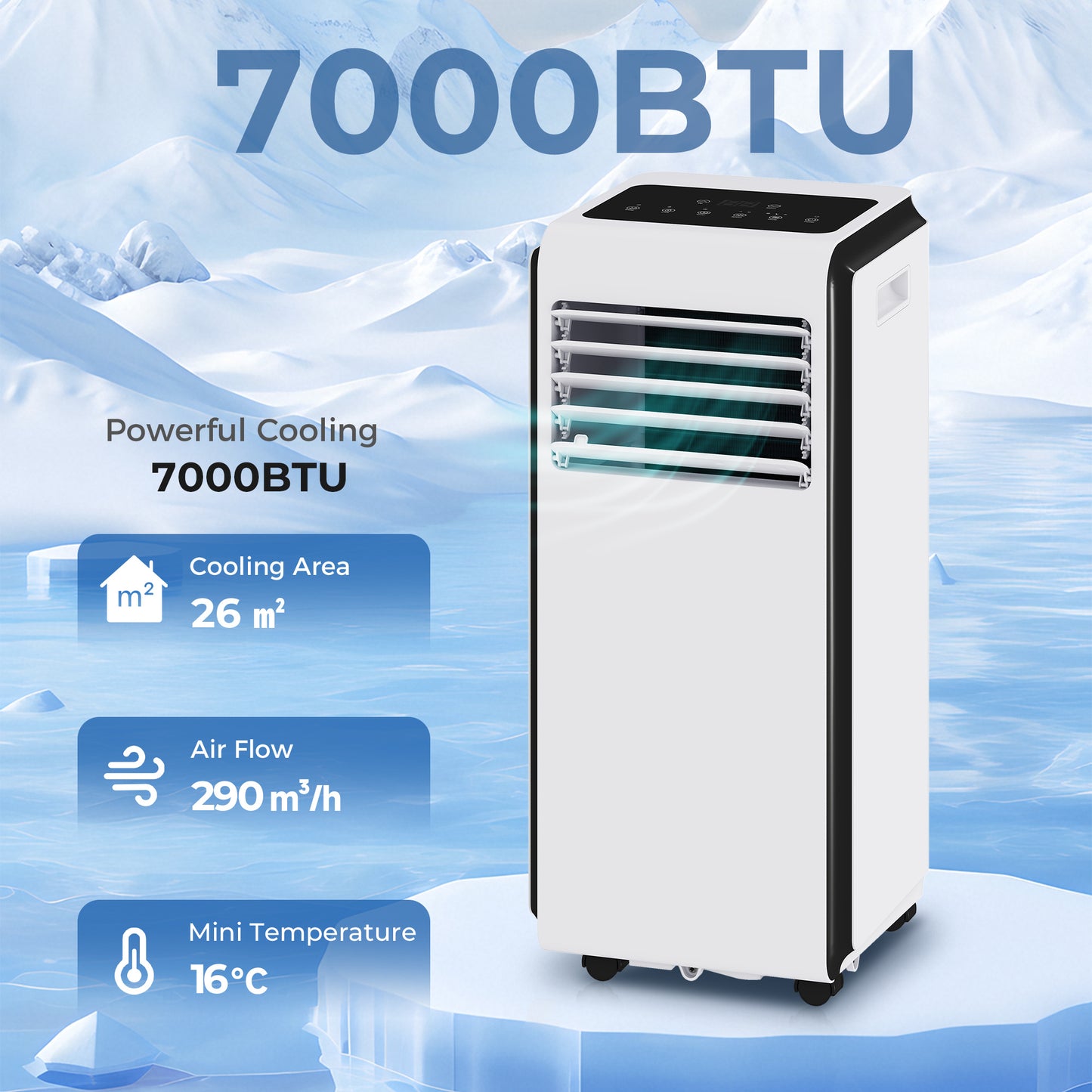 4-in-1 Portable Air Conditioner 7000 BTU Air Conditioning Unit White