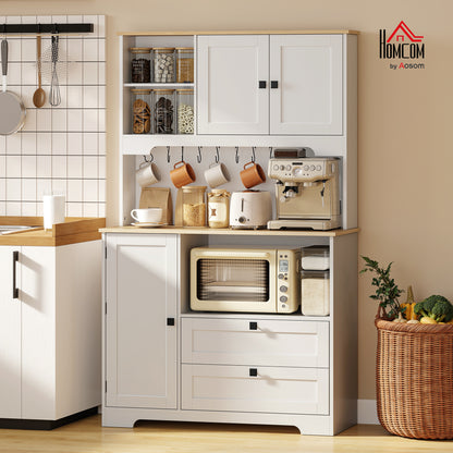 Kitchen Cupboard, Kitchen Cabinet with 2 Cabinets, 2 Drawers, White