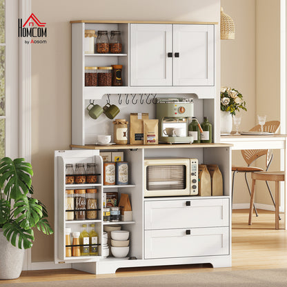 Kitchen Cupboard, Kitchen Cabinet with 2 Cabinets, 2 Drawers, White