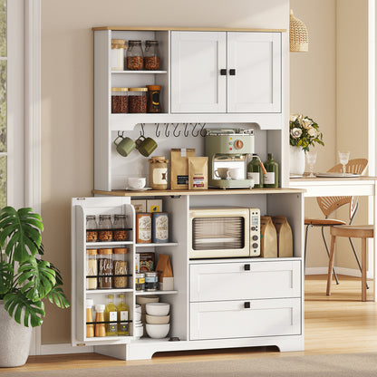 Kitchen Cupboard, Kitchen Cabinet with 2 Cabinets, 2 Drawers, White