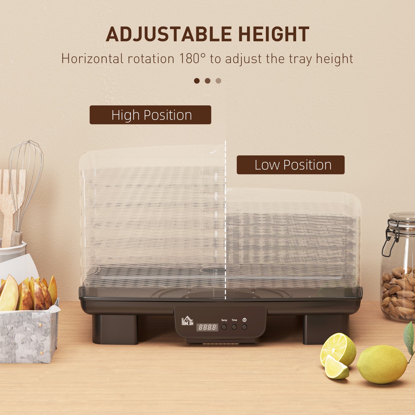 6 Tray Food Dehydrator, Food Dryer Machine for Fruit Meat Vegetable
