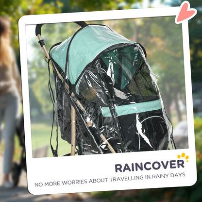 Pet Stroller for XS and S Dogs w/ Rain Cover - Green