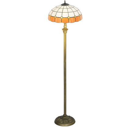 Floor Lamp with Handcrafted Stained Glass Shade, Vintage Standing Lamp