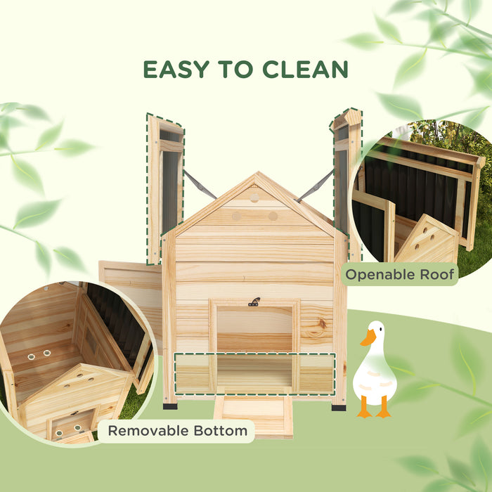 Wooden Duck House, Poultry Coop with Double Doors, Openable Roof