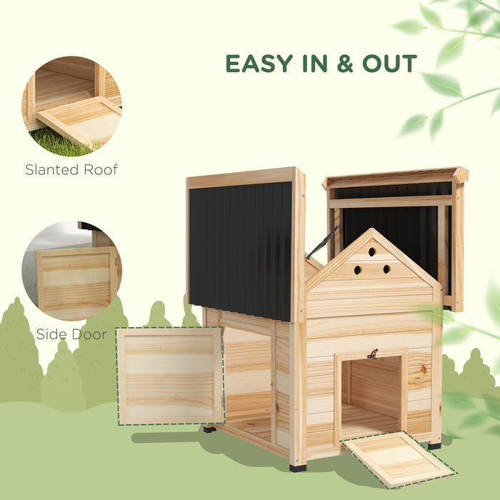 Wooden Duck House, Poultry Coop with Double Doors, Openable Roof