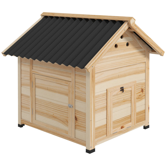 Wooden Duck House, Poultry Coop with Double Doors, Openable Roof