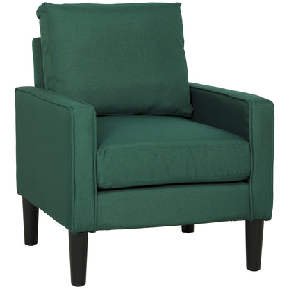 Removable Pillow Linen Accent Chair, Dark Green