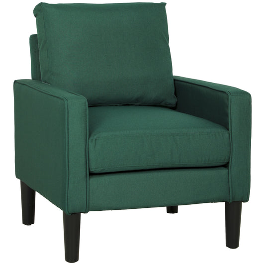 Removable Pillow Linen Accent Chair, Dark Green