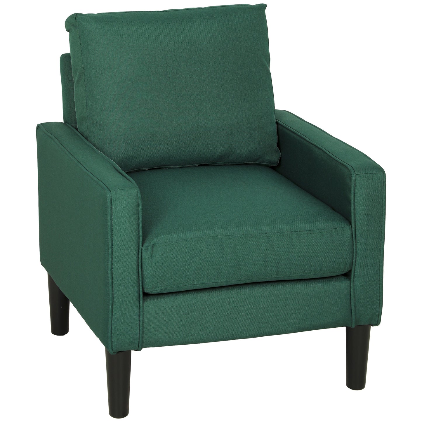 Removable Pillow Linen Accent Chair, Dark Green
