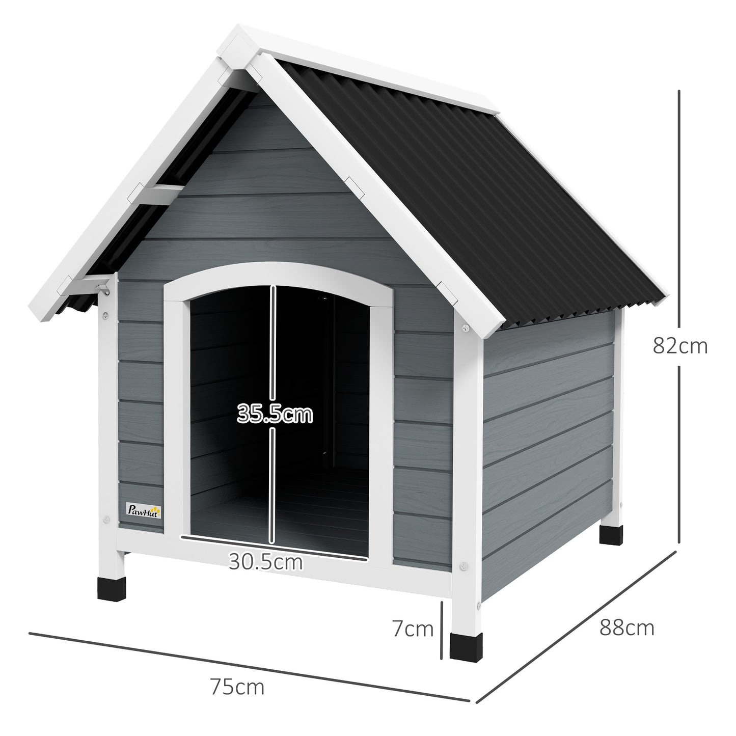 Dog Kennel Outdoor Dog House w/ Removable Floor, for Medium Dogs