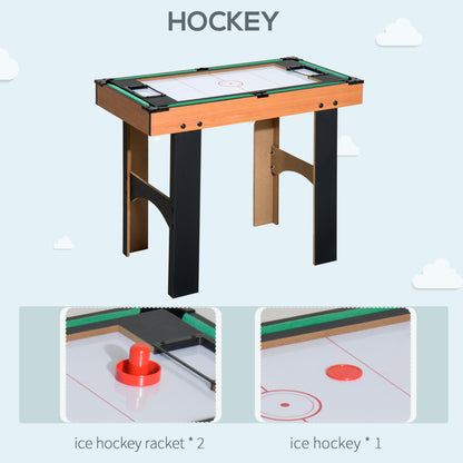 4-in-1 Games Table with Table Football, Pool, Table Tennis and Hockey - Natural