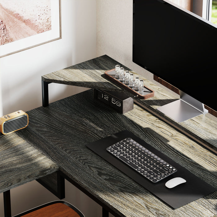 L Shaped Desk, Computer Table with Liftable Desktop, Charcoal Grey