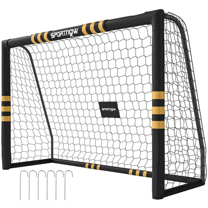 Football Goal, 8 x 5ft Portable Football Net with Thick EPE Foam Padding, PVC Tube Covers, Ground Stakes and Metal Frame, Training Equipment for Garden Indoor Outdoor Play, Easy Assembly