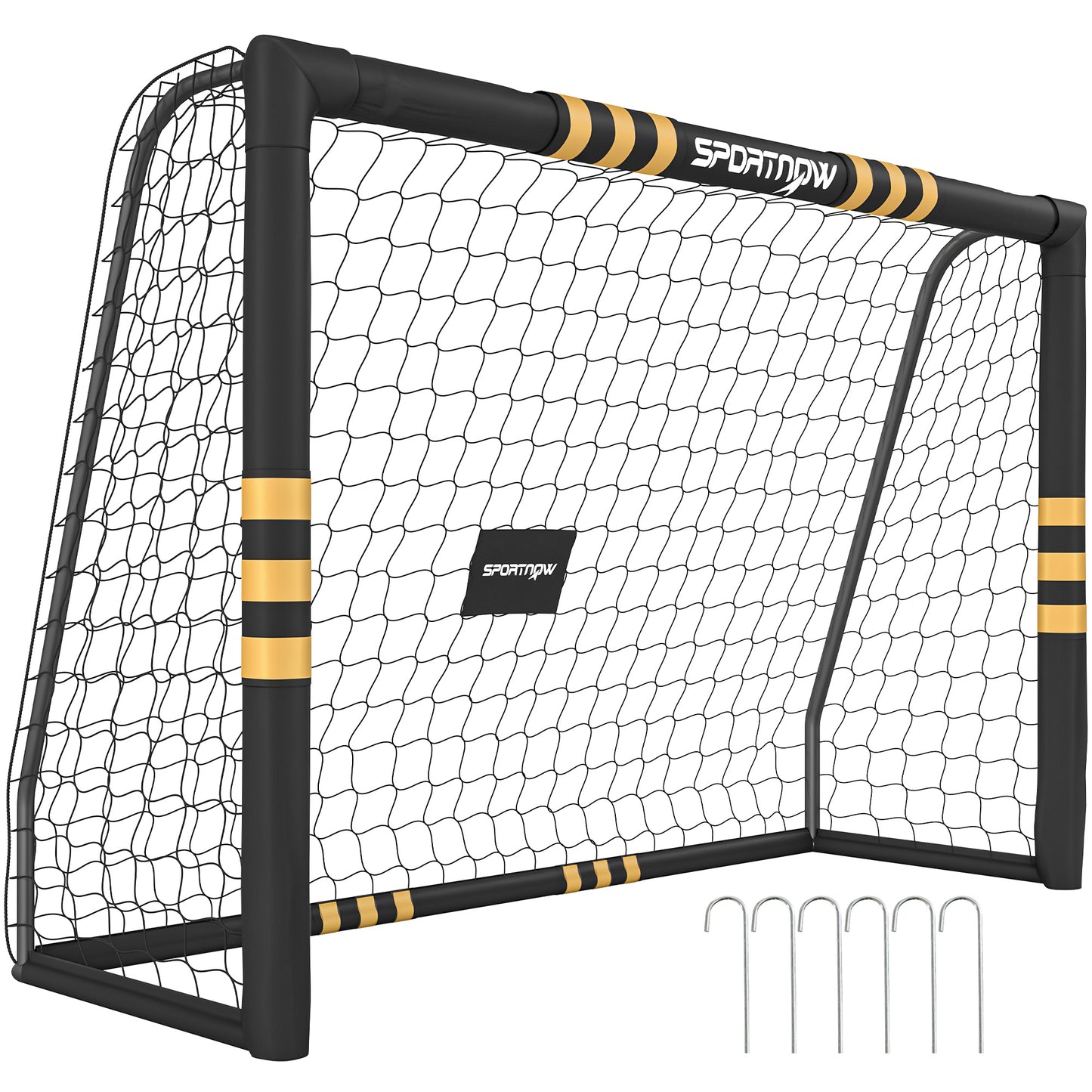 Football Goal, 8 x 5ft Portable Football Net with Thick EPE Foam Padding, PVC Tube Covers, Ground Stakes and Metal Frame, Training Equipment for Garden Indoor Outdoor Play, Easy Assembly