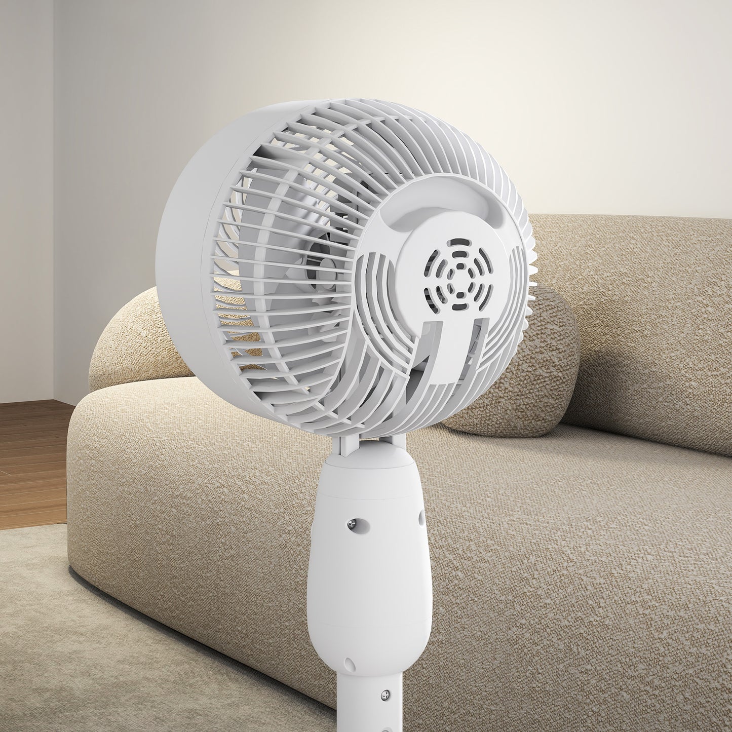 Pedestal Fan for Bedroom, Powerful Air Circulator with 3 Speed, White