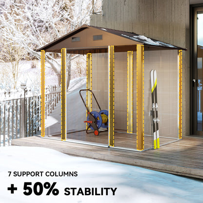 7.7x6.4ft Garden Shed, Tool Storage Sliding Door Wood Effect