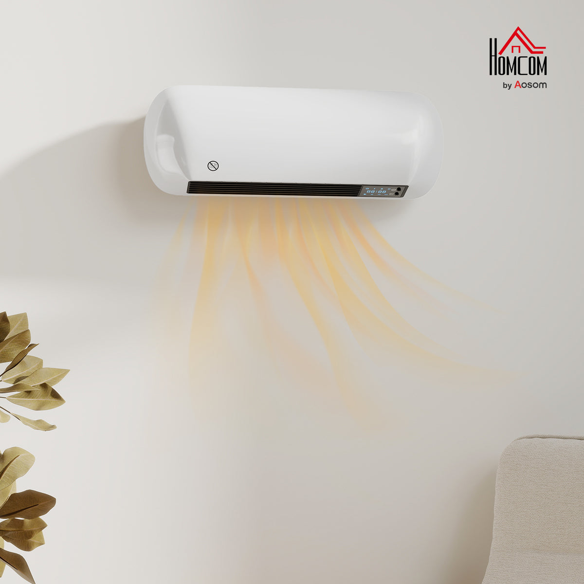 Ceramic Electric Heater 2000W with Fan, Wall Mounted, White