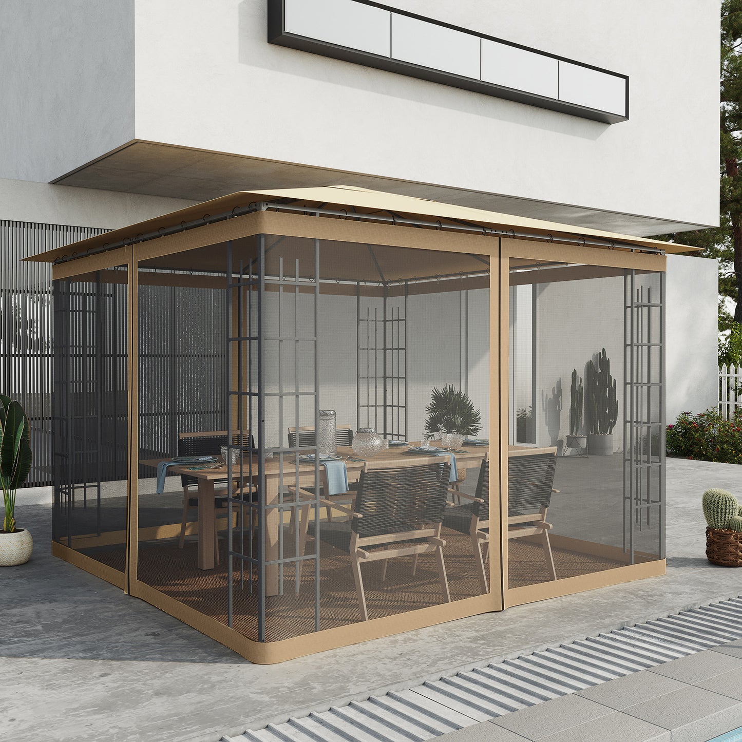 302 x 207cm Universal Replacement Gazebo Mesh Netting Screen Walls