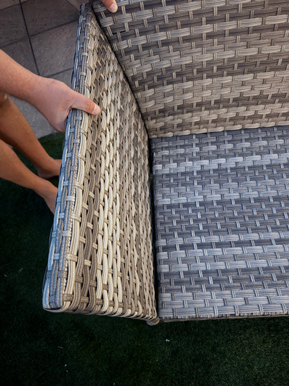 Warehouse Clearance - 5 PCs Rattan Garden Furniture Set with Stools, Table, Cushion, Grey (Jersey Customer Only)