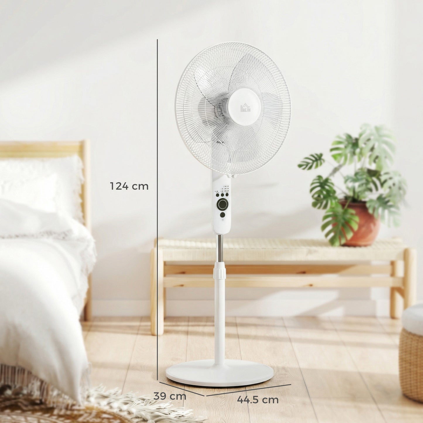 18" Pedestal Fan with Sleep Mode, Oscillating Standing Fan, White