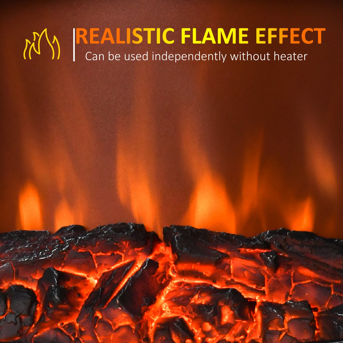 Free Standing Fireplace Flame Effect Electric Heater Log Burning Black