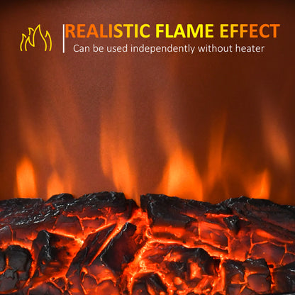 Free Standing Fireplace Flame Effect Electric Heater Log Burning Black