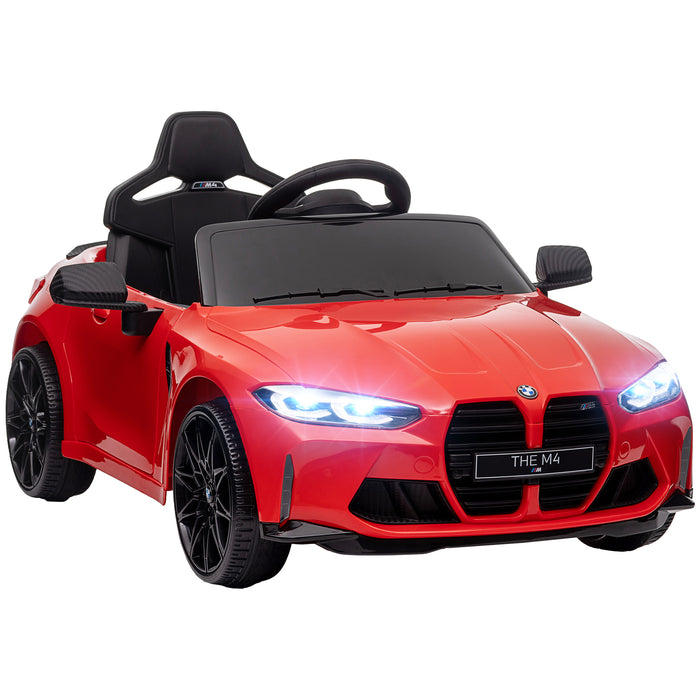 12V BMW M4 Licensed Kids Electric Car w/ Remote, Suspension - Red