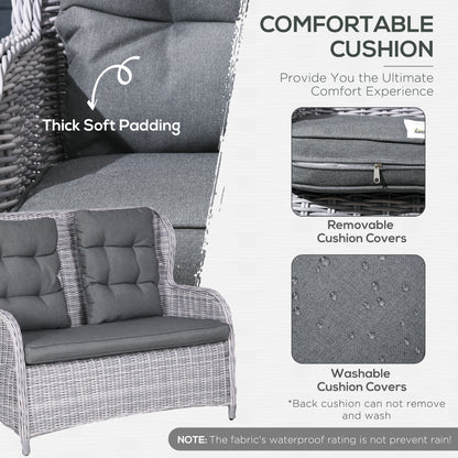 4 PCs Outdoor Rattan Sofa Set, Wicker Sectional Sofa Set Mixed Grey