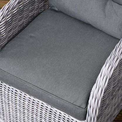 4 PCs Outdoor Rattan Sofa Set, Wicker Sectional Sofa Set Mixed Grey