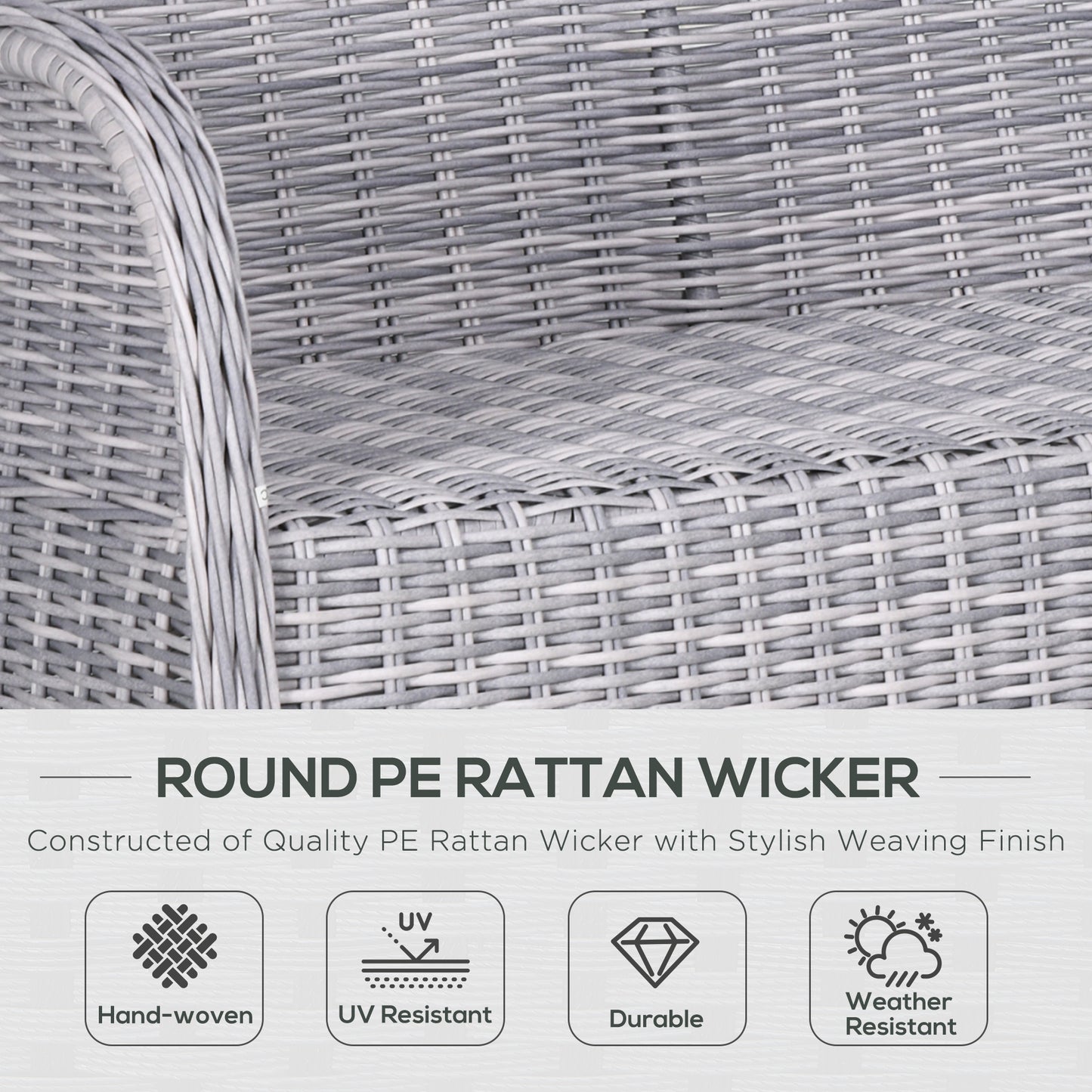 4 PCs Outdoor Rattan Sofa Set, Wicker Sectional Sofa Set Mixed Grey
