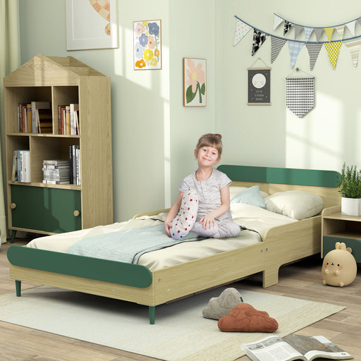 Toddler Bed, Kids Bed w/ Safety Rail, 195 x 103 x 60.5cm, Green