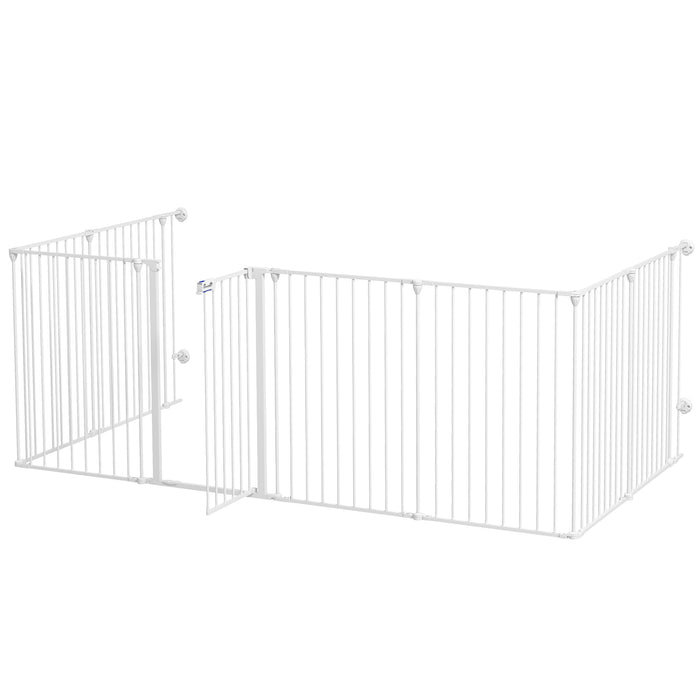 2-In-1 Multifunctional Dog Pen and Safety Pet Gate, 8 Panel Dog Playpen w/ Double-locking Door, Foldable Dog Barrier for Medium Dogs