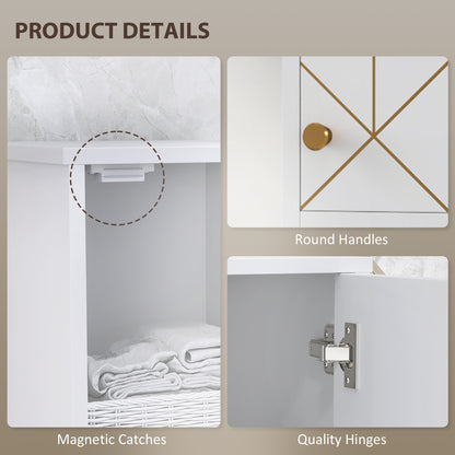 Slim Bathroom Storage Unit, Bathroom Cabinet with Doors, White