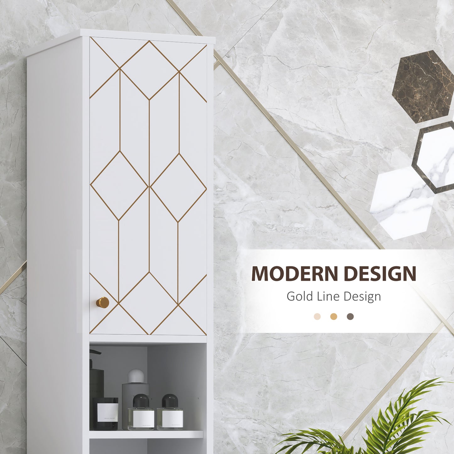 Slim Bathroom Storage Unit, Bathroom Cabinet with Doors, White