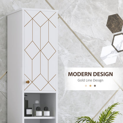 Slim Bathroom Storage Unit, Bathroom Cabinet with Doors, White