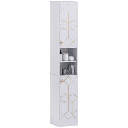 Slim Bathroom Storage Unit, Bathroom Cabinet with Doors, White