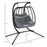 Outdoor PE Rattan Double-seater Swing Chair w/ Thick Padded Cushion, Patio Hanging Chair for 2 w/ Metal Stand, Headrest, Black