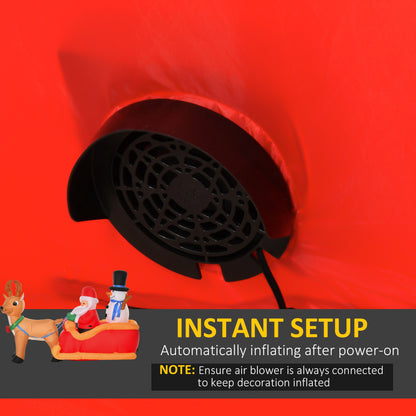 6.5ft Christmas Inflatable Santa Claus on Sleigh Deer with LED Light