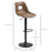 Set of 2 Bar stools With Backs,retro-look , faux leather, Adjustable Breakfast Dining Stools with Backrest, Footrest, Brown