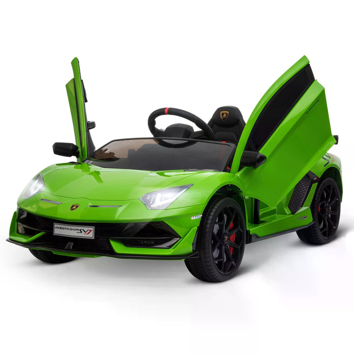 Compatible 12V Battery-powered Kids Electric Ride On Car Lamborghini Aventador Sports Racing Car Toy with Parental Remote Control Music Green