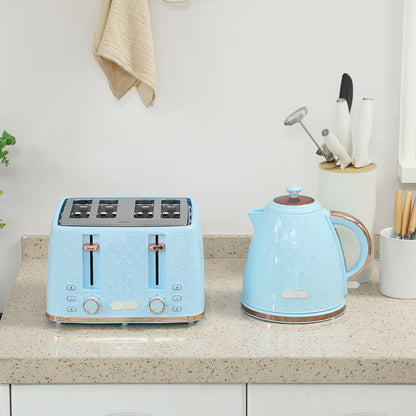 1.7L Kettle and Toaster Set with Defrost Reheat and Crumb Tray
