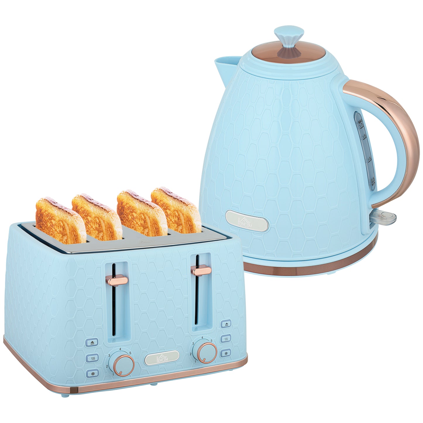 1.7L Kettle and Toaster Set with Defrost Reheat and Crumb Tray